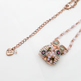 Betsey Johnson Charming Colorful Gemstones Owl Pendant Rose Gold owl Necklace