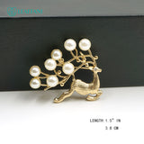 Leaffani Beautiful Pearl and Gold Deer Brooch
