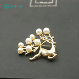 Leaffani Beautiful Pearl and Gold Deer Brooch