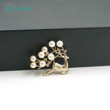 Leaffani Beautiful Pearl and Gold Deer Brooch