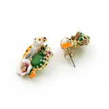 Les Néréides owl and stone earrings