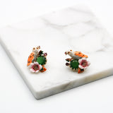 Les Néréides owl and stone earrings