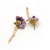Les Néréides purple flower Earrings