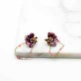 Les Néréides purple flower Earrings