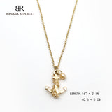Gold Tone Crystal Anchor Pendant necklace