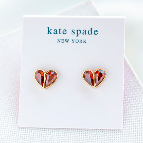 Red Rock Solid Stone Small Heart Stud Earrings