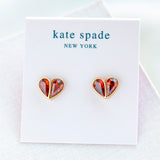 Red Rock Solid Stone Small Heart Stud Earrings