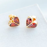 Red Rock Solid Stone Small Heart Stud Earrings