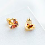 Red Rock Solid Stone Small Heart Stud Earrings