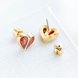 Red Rock Solid Stone Small Heart Stud Earrings