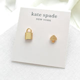 Asymmetrical heart and lock earrings