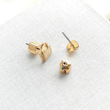 Asymmetrical heart and lock earrings