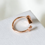 Rock solid stone heart twist rose gold ring (clear/ rose) Size: 7