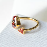 Rock solid stone heart twist ring (ruby/ gold) Size: 7