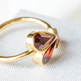 Rock solid stone heart twist ring (ruby/ gold) Size: 7
