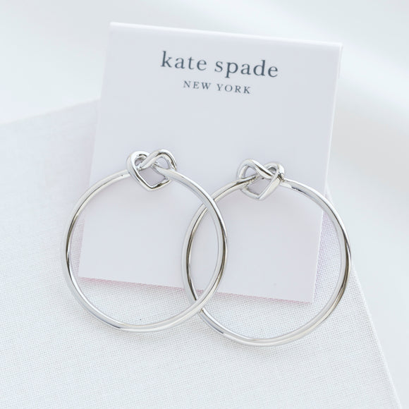 Loves Me Knot Silver Hoop Earrings