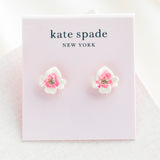Precious Pansy Enamel Stud Earrings (Pink)