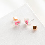 Precious Pansy Enamel Stud Earrings (Pink)