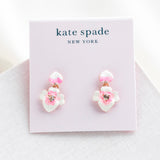 Precious Pansy Enamel Drop Earrings (Pink)