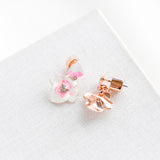 Precious Pansy Enamel Drop Earrings (Pink)