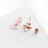 Precious Pansy Enamel Drop Earrings (Pink)
