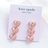 Pink Rock Solid Stone Heart Linear Earrings