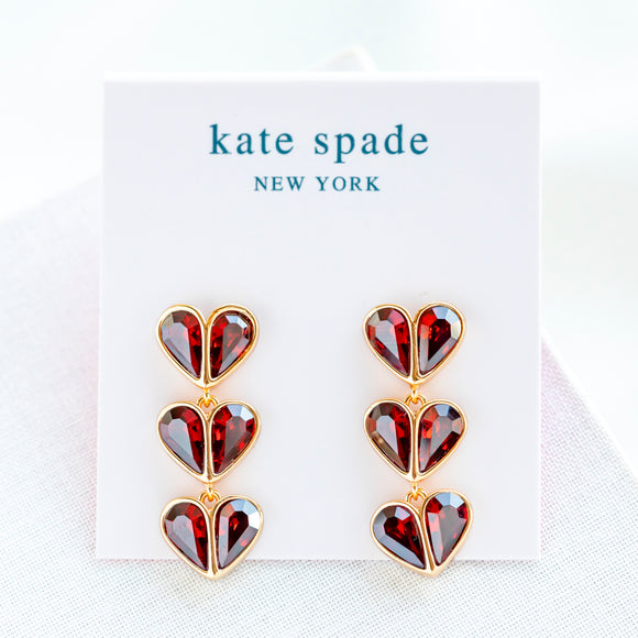 Red Rock Solid Stone Heart Linear Earrings