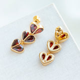 Red Rock Solid Stone Heart Linear Earrings