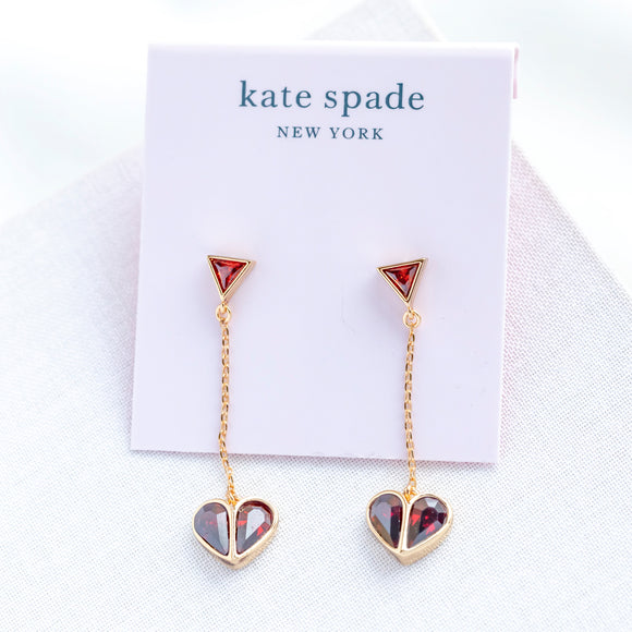 Red Rock Solid Stone Heart Drop Earrings