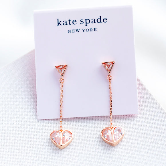 Pink Rock Solid Stone Heart Drop Earrings
