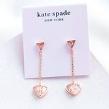 Pink Rock Solid Stone Heart Drop Earrings