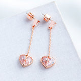 Pink Rock Solid Stone Heart Drop Earrings