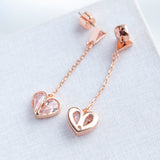 Pink Rock Solid Stone Heart Drop Earrings