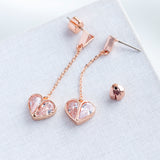 Pink Rock Solid Stone Heart Drop Earrings