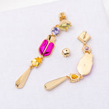 Magenta Love Bugs Beetle Linear Earrings