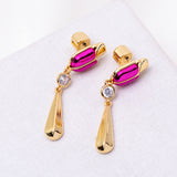 Purple Love Bugs Beetle Linear Earrings