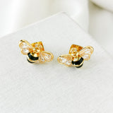 All Abuzz Stone Bee Gold Stud Earrings