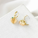 Fruit Salad Peach Huggie Earrings