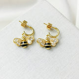 All Abuzz Stone Bee Huggie Earrings