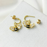 All Abuzz Stone Bee Huggie Earrings