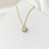 Sunny Halo Gold Clear Pendant Necklace