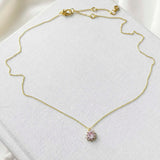 Sunny Halo Gold Light Rose Pink Pendant Necklace