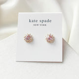 Sunny Stone Halo Gold Light Rose Pink Stud Earrings