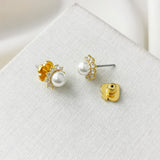 Sunny Pearl Halo Cream Stud Earrings