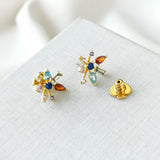 Firework Floral Gold Multi Color Stud Earrings
