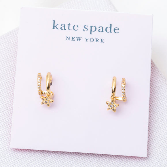 Something Sparkly Pave Star Double Huggies Earrings