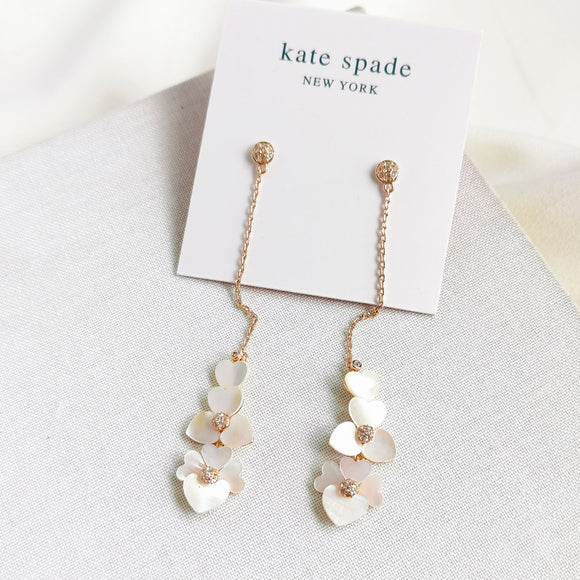 Precious Pansy Rose Gold Linear Earrings