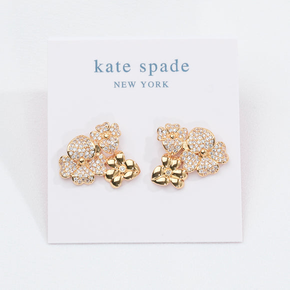 Precious Pansy Pave Cluster Stud Earrings