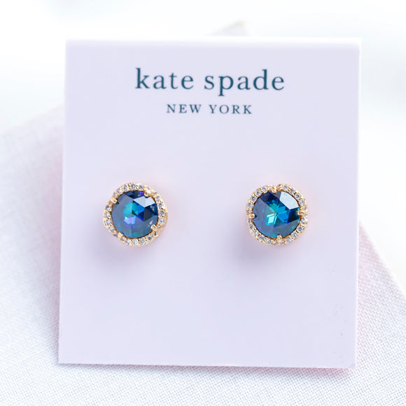 Blue That Sparkle Pave Round Large Stud Earrings