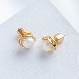 Gold That Sparkle Pave Round Large Stud Earrings